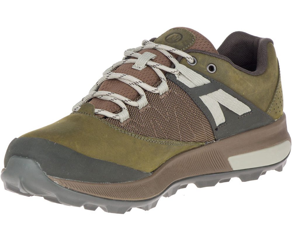 Buty Trekkingowe Merrell Męskie Oliwkowe - Zion Waterproof - 671540-ONZ